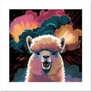 Alpaca Art Funny Llama Explosion Colorful Animals Painting Posters and Art